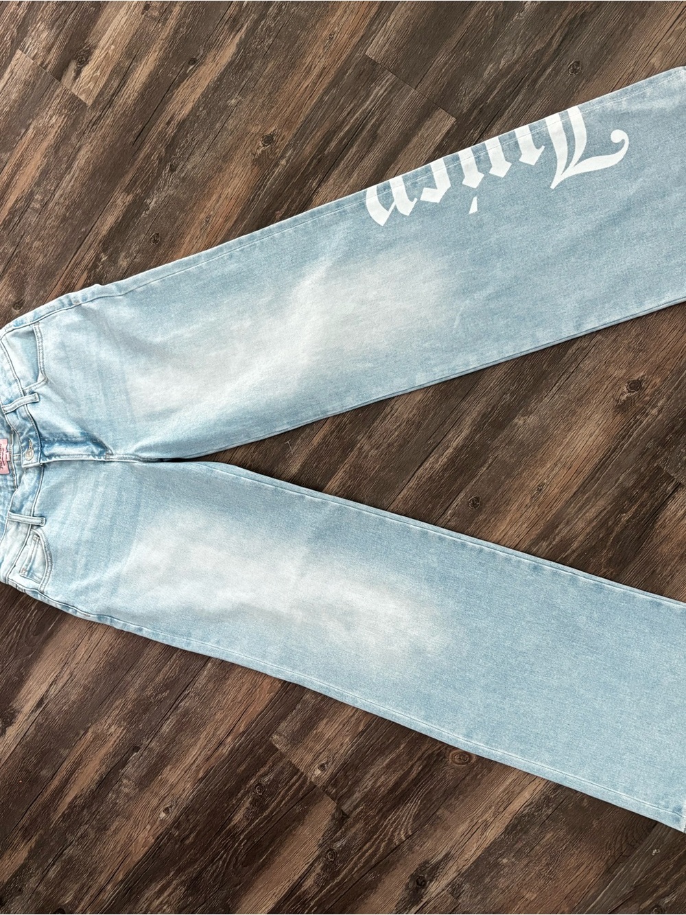 Juicy Couture Light Blue wide Leg Jeans with White Script